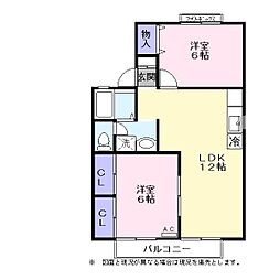 グリーンタウン杉原　Ｃ棟 1階2LDKの間取り