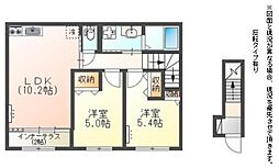 Ｖｉａ　Ｌｕｃｅ 2階2LDKの間取り