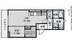 ビオット彦根　Ａ棟 1階1LDKの間取り
