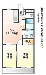 ＦｅｅＬ−Ｂ 1階2DKの間取り