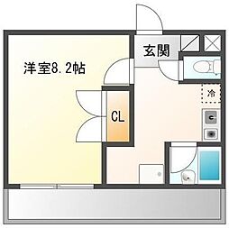 エスパシオ 1階1Kの間取り