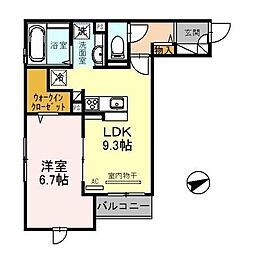 アークステージ 1階1LDKの間取り