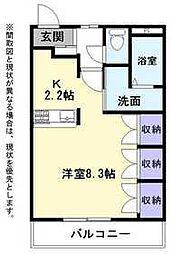 リバティーコート 1階1Kの間取り