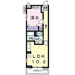 フォレストパーク・九番館 3階1LDKの間取り