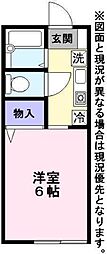サニースポット1 2階1Kの間取り
