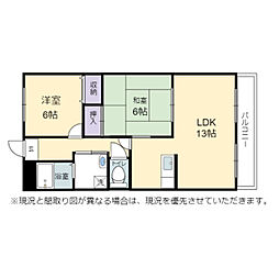 エリタージュ 3階2LDKの間取り