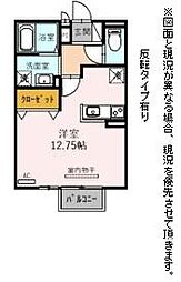 サンローズ　Ｂ棟 2階ワンルームの間取り