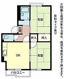 ジュネスディオ 2DKの間取図画像