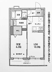 フリーガーデン 1LDKの間取図画像