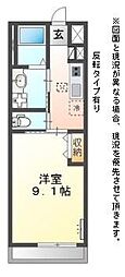 若竹 1Kの間取図画像