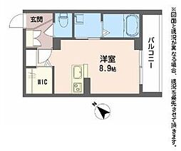 京町エンジェル ワンルームの間取図画像