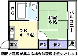 さくらハイツ 1DKの間取図画像
