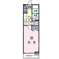 カーサプラシード 1Kの間取図画像