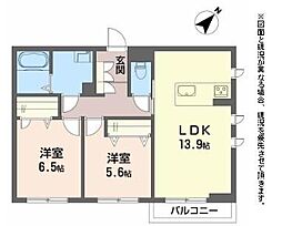 シャーメゾン池州 みらいエコ対象物件 2LDKの間取図画像