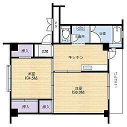 ビレッジハウス鳥居本2号棟 2Kの間取図画像
