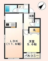 ティアラ 1LDKの間取図画像