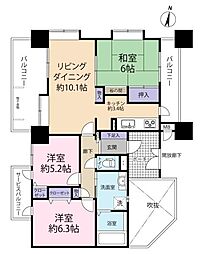ローヤルシティ川越 3LDKの間取図画像