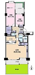 グリーンコモンズ川越4号棟 2LDKの間取図画像
