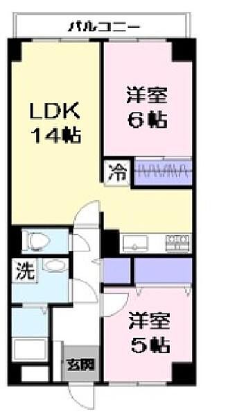 フロレアールコトブキ米子 201｜鳥取県米子市目久美町(賃貸マンション2LDK・2階・53.40㎡)の写真 その2