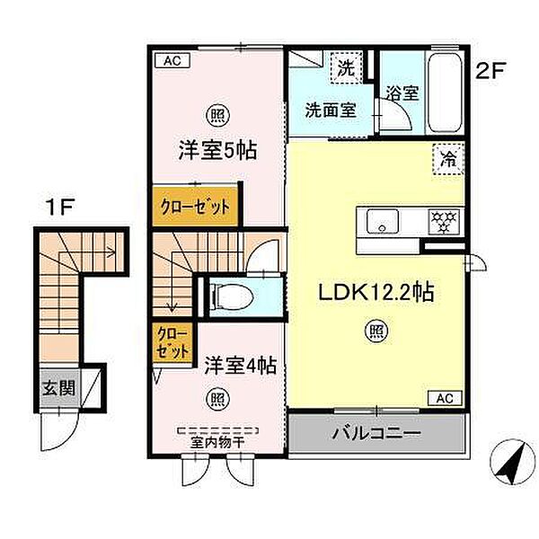 シェソワ（Chez soi) 203｜鳥取県米子市上後藤１丁目(賃貸アパート2LDK・2階・54.10㎡)の写真 その2