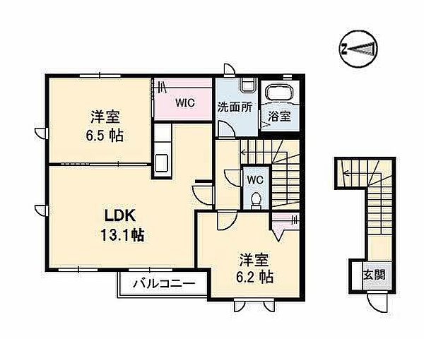 サニーハイツ 202｜鳥取県米子市今在家(賃貸アパート2LDK・2階・65.19㎡)の写真 その2