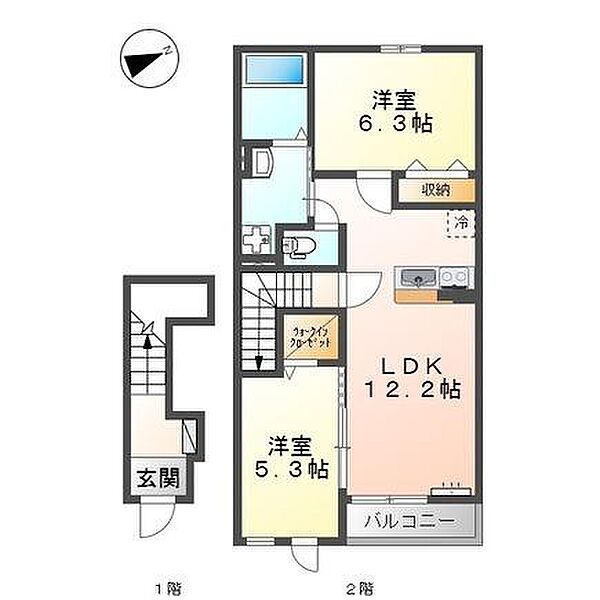 フレアマンション3 205｜鳥取県米子市西福原８丁目(賃貸マンション2LDK・2階・57.84㎡)の写真 その2