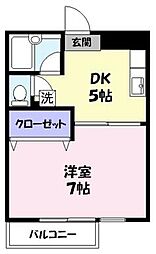 ラフェスタ旗ヶ崎 1DKの間取図画像
