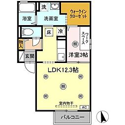 アルドゥール 1階1LDKの間取り