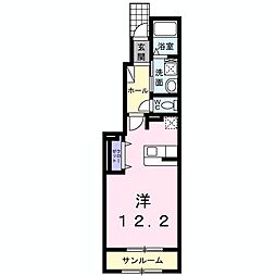 フレーシア2 1階ワンルームの間取り