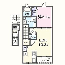 プレッソ　エテルノ 1階1LDKの間取り