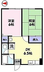 シーサイド皆生 1階2DKの間取り