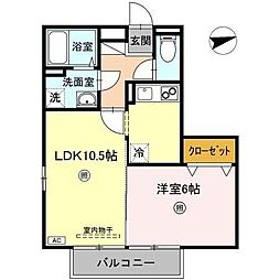 グランシャリオ新開 3階1LDKの間取り