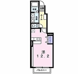 オリエント中島　Ｂ 1階1Kの間取り