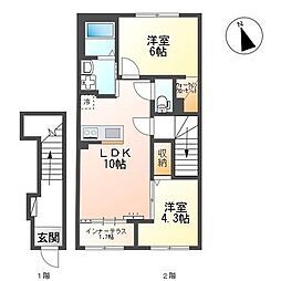 ベントルナータ 2階2LDKの間取り