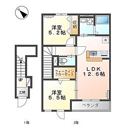 モアレディ 2階2LDKの間取り