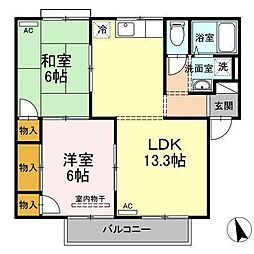 セジュールサバスC 2LDKの間取図画像