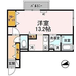 イーグルス・アイB ワンルームの間取図画像
