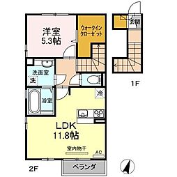 アールグレイA 1LDKの間取図画像
