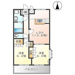 カーサオランジュ 2LDKの間取図画像