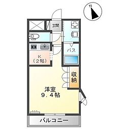 アクアサイドA 1Kの間取図画像