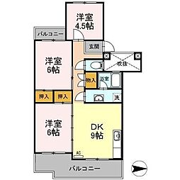 フジパレス米子 3DKの間取図画像