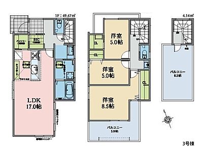 間取り:17帖の広々LDKです 間取り:17帖の広々LDKです