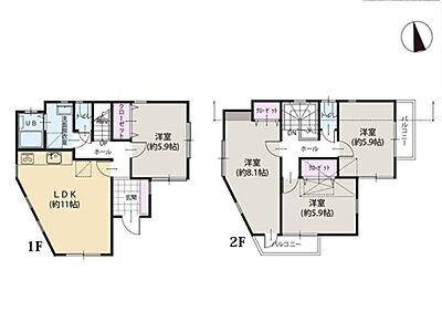 間取り:主寝室8.1帖と寝具を置いてもゆとりの住空間です 間取り:主寝室8.1帖と寝具を置いてもゆとりの住空間です