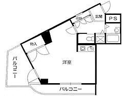 グリーンアベニュー山岡 2階1Kの間取り