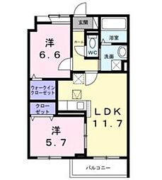 HILL COURT水無瀬/1F 2LDKの間取図画像