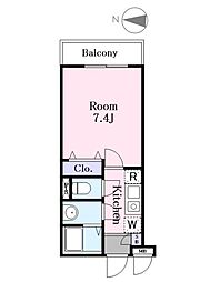 J-Maison川口1 2階1Kの間取り
