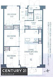 進和山科ハイライフ 3LDKの間取り