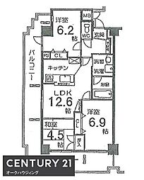 信開ガーデンコート西大路 3LDKの間取図画像