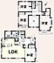 間取り：4LDKの間取りで各部屋の動線が考えられた設計です。2階にはバルコニーと複数の洋室が揃い使い勝手が良いです。1階には広々としたLDKと和室便利な収納スペースも備えています。