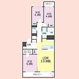 第二検見川ハウス2号棟 3LDKの間取図画像